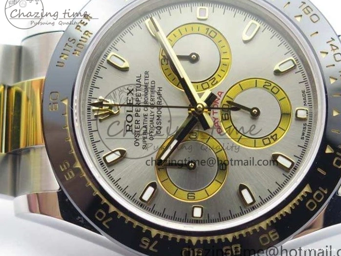 0402 WellDesigned Daytona SS YG Ceramic Bezel JH Best Edition Sliver Gray Dial On SS YG Bracelet A 3532